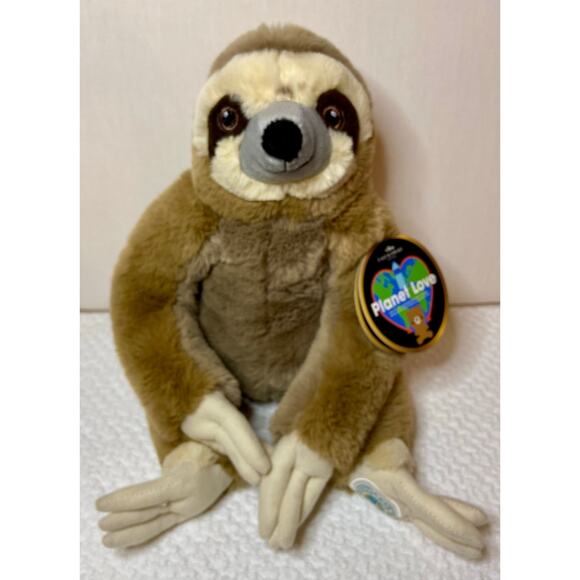 FAO Schwarz Plush Planet Love Sloth 10” NWT Made From Recycled Materials Soft - Picture 1 of 15